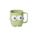 Cute green cartoon big eye plastic kids mouthwash cup with handle, portable toothbrush mug. - Green