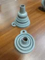 Collapsible silicone funnel for kitchen, large diameter telescopic liquid oil transfer tool. - Bulk Packaging / Gray