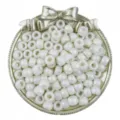 Perline pony bianche perlate, perle a barilotto 6x9mm foro grande per treccine e gioielli fai da te. - Bianco