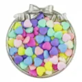 Colorful acrylic heart loose beads detail view, perfect for DIY handmade jewelry and bracelet making. - 9mm Hole 1mm (100 Pcs/Pack) / Random Mixed Colors