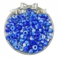 Blue marbled barrel pony beads 6x9mm large hole dreadlocks hair braiding DIY jewelry accessories - Blue