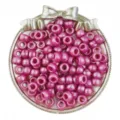 Perline pony rosa lucide 6x9mm per treccine, creazione di gioielli fai da te e bricolage. - Rosso rosa