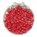Dettaglio perline pony perlate rosse, foro grande per trecce di capelli fai-da-te e bracciali. - Rosso Brillante