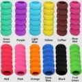 Sponge pencil grips colorful anti-slipping pen sleeves for students writing comfort. - Coffee