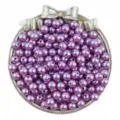 Purple ABS imitation pearls, round loose beads with straight holes for DIY jewelry making. - Purple