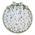 Perline bianche barilotto 6x9mm grande foro trecce dreadlocks accessori gioielli DIY - 6x9 mm, foro 4 mm (100 pz/confezione) / Bianco