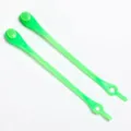 Green silicone elastic no-tie shoelaces, flexible stretch shoe strings for casual sneakers. - Green