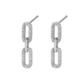 Delicate silver chain link stud earrings with sparkling cubic zirconia, elegant geometric detail. - Geometric Chain Style (JQH0325) / 24K / Silver