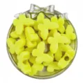 Yellow acrylic butterfly beads detail shot, large hole spacer charms for diy jewelry making. - Yellow