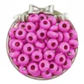 Gros plan de perles d'abaque en acrylique rose facettées de 14mm pour fabrication de bijoux DIY. - 30 Pièces/Paquet / Rose rouge
