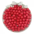 Acrylic round loose beads with silver bow tray DIY handmade jewelry making accessories. - 6mm Hole 1.5mm (100 Pcs/Pack) / Red