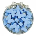 Close-up detail of light blue acrylic butterfly large hole beads for DIY jewelry making. - Blue
