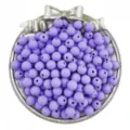 Detailed view of matte purple round beads in a silver bow tray, ideal for DIY jewelry making accessories. - 6mm, Hole 1mm (100 Pcs/Pack) / Purple