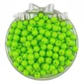 Green acrylic solid round beads bulk for DIY jewelry making and handmade accessories. - Green