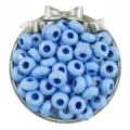 Perles d'abaque facettees en acrylique bleu clair 14mm pour la fabrication de bijoux DIY - 30 Pièces/Paquet / Bleu
