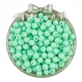Mint green matte round beads with holes for DIY handmade jewelry, bracelets, and necklaces. - Green