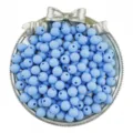 Light blue matte round acrylic beads with straight holes for DIY jewelry making and crafting. - Blue