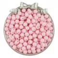 Pink acrylic round loose beads for DIY jewelry making, handmade bracelets and necklaces detail view. - Pink