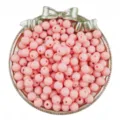 Matte pink acrylic round beads straight hole loose beads DIY jewelry accessories detail view - Orange