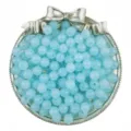 Detail view of light blue jelly acrylic round beads, ideal for DIY bracelet crafting. - Light Blue