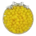 Yellow acrylic round jelly beads detail shot, perfect for DIY bracelets and jewelry making. - Yellow