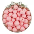 Detail view of 16mm pink solid acrylic loose beads in decorative tray for DIY handmade jewelry. - 10 Pieces/Pack / Orange