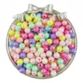 Acrylic AB color round loose beads for DIY handmade bracelets and jewelry making accessories. - 6mm with 1.5mm Hole (100 Pcs/Pack) / Random Mixed Colors