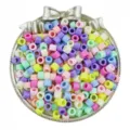 Colorful acrylic barrel beads for DIY jewelry making, hair braiding, and craft accessories. - 6mm Aperture 3mm / Random Mixed Colors
