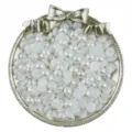 Flat back pearl beads detail shot, white half round imitation pearls for DIY crafts accessories. - 3mm (600 Pcs/Pack) / Pure White (Semi-Circle)