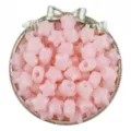 Close-up of pink jelly acrylic star beads in decorative bow tray for DIY jewelry making. - 30 Pieces/Pack (14mm) / Pink