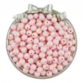 Close up detail of pink acrylic round beads with AB coating for handmade DIY jewelry bracelets. - 6mm with 1.5mm Hole (100 Pcs/Pack) / Light Pink