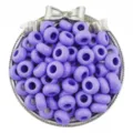 Detailed close-up of vibrant purple acrylic wheel beads showcased inside a silver dish. - 30 Pieces Set / Purple