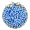 Close up of light blue acrylic barrel beads detail view, perfect for DIY jewelry making and crafts. - 6mm Aperture 3mm / Blue