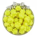 Close-up of bright yellow acrylic cat paw beads with horizontal holes for DIY jewelry. - 10 Pieces/Pack / Yellow