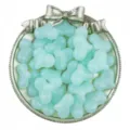 Close-up detail of 22mm mint green acrylic heart beads for handmade DIY jewelry crafting. - 22mm, 10 pcs/pack / Blue