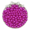 Magenta ABS imitation pearls round loose beads with silver bow tray for DIY jewelry making. - Rose Red