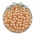 Peach pink ABS imitation pearl beads with straight holes for DIY handmade jewelry bracelets. - Orange