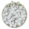 Acrylic large-hole round beads for DIY handmade bracelets and jewelry accessories. - 10mm Hole 4mm (50 Pcs/Pack) / White