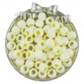 Detail view of creamy white acrylic large hole round beads for DIY bracelet crafting. - 10mm Hole 4mm (50 Pcs/Pack) / Beige