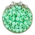 Mint green acrylic large hole round beads detail shot for DIY jewelry making and bracelets. - Green