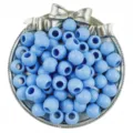 Light blue acrylic large hole round loose beads for DIY handmade jewelry bracelet making. - Blue