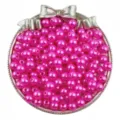 Hot pink ABS imitation pearl beads macro detail shot, glossy round DIY jewelry making accessories - Hot Pink