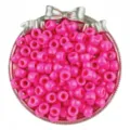 6x9mm hot pink barrel pony beads large hole craft beads for DIY hair braiding and jewelry making. - 6x9mm, 4mm Hole (100 Pcs/Pack) / Deep Pink