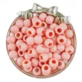 Pink acrylic large hole round loose beads for DIY jewelry bracelet crafting accessories. - Orange