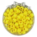 Yellow acrylic large hole round beads detail shot, loose craft beads for DIY jewelry making. - 10mm Hole 4mm (50 Pcs/Pack) / Yellow