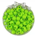 Detail shot of bright green large hole acrylic round beads for DIY jewelry making and crafts. - 10mm Hole 4mm (50 Pcs/Pack) / Grass Green