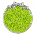 Green glass seed beads in silver bow dish for DIY handmade bracelet necklace jewelry accessories making. - Grass Green