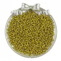 Detailed shot of golden glass seed beads for DIY handmade jewelry bracelets and necklaces. - Gold