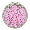 Pink barrel pony beads for DIY crafting, hair braiding, and handmade jewelry making accessories. - 6x9mm, 4mm Hole (100 Pcs/Pack) / Pink
