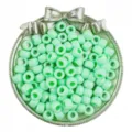 Mint green pony beads 6x9mm plastic barrel beads for DIY hair braiding and jewelry accessories. - 6x9mm, 4mm Hole (100 Pcs/Pack) / Light Green